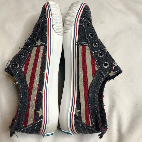 Blowfish red and blue denim Stars and Stripes slip on sneakers shoes - Picture 6 of 8